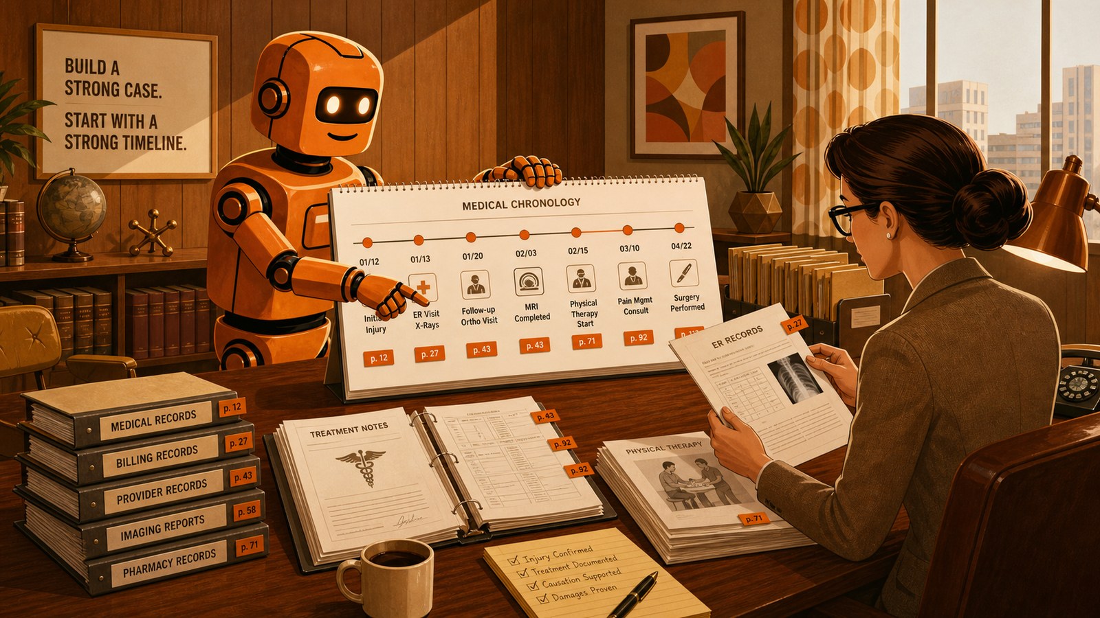 PG robot helping build a page-cited medical chronology