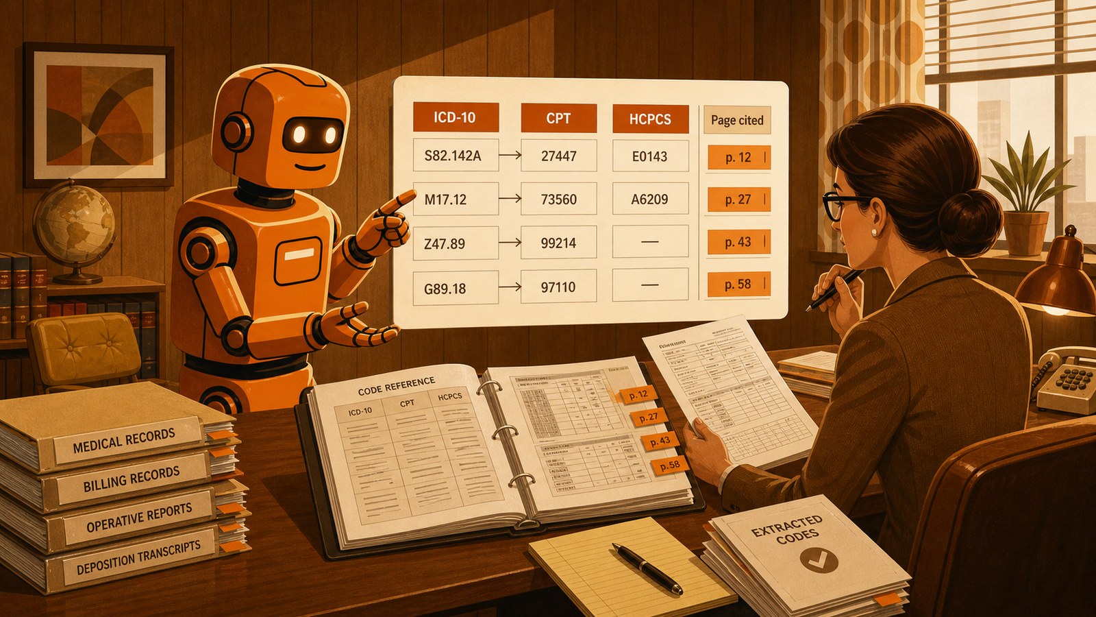 PG robot extracting medical codes from cited medical records