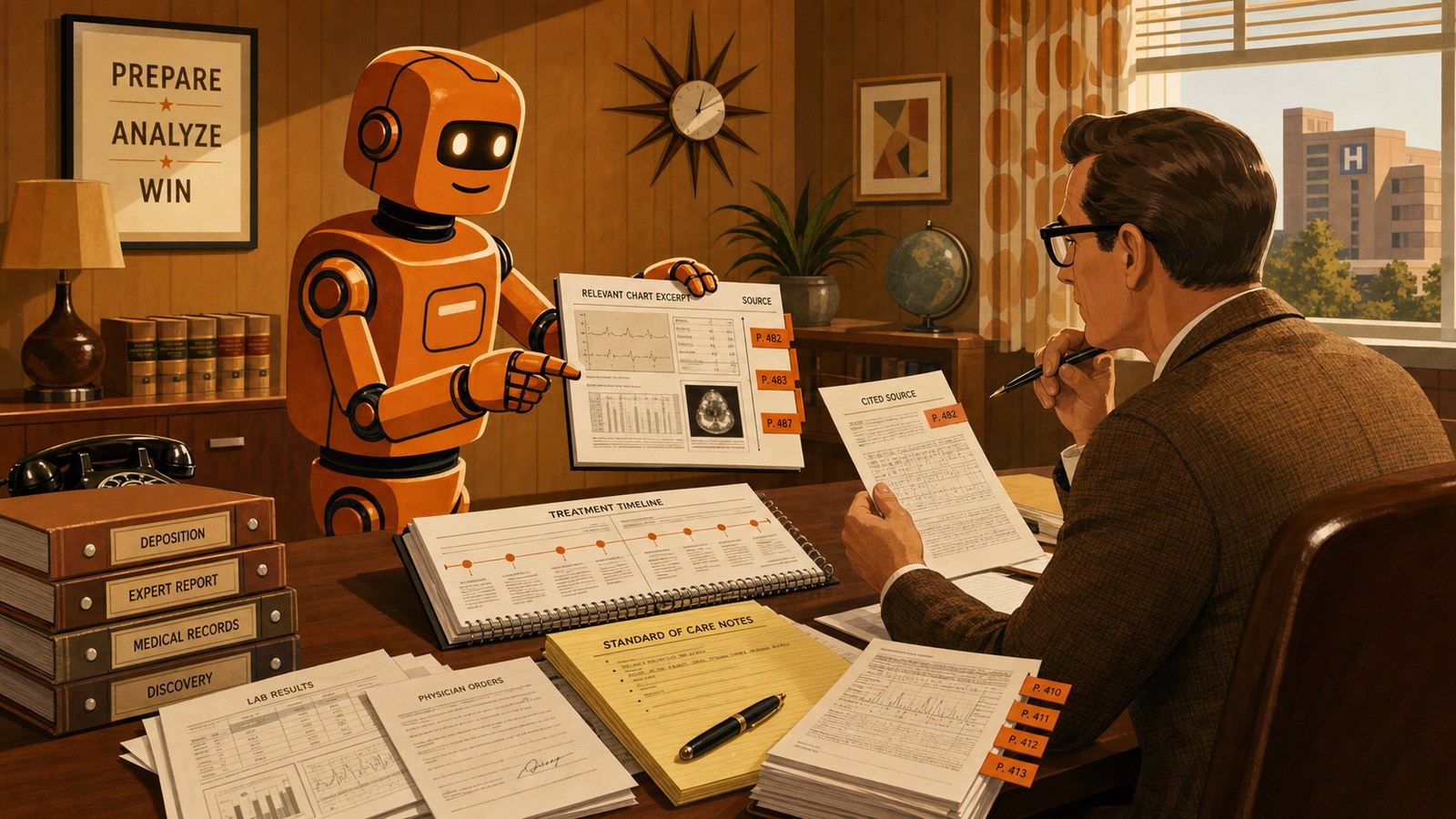 PG robot helping review medical malpractice records with cited chart support