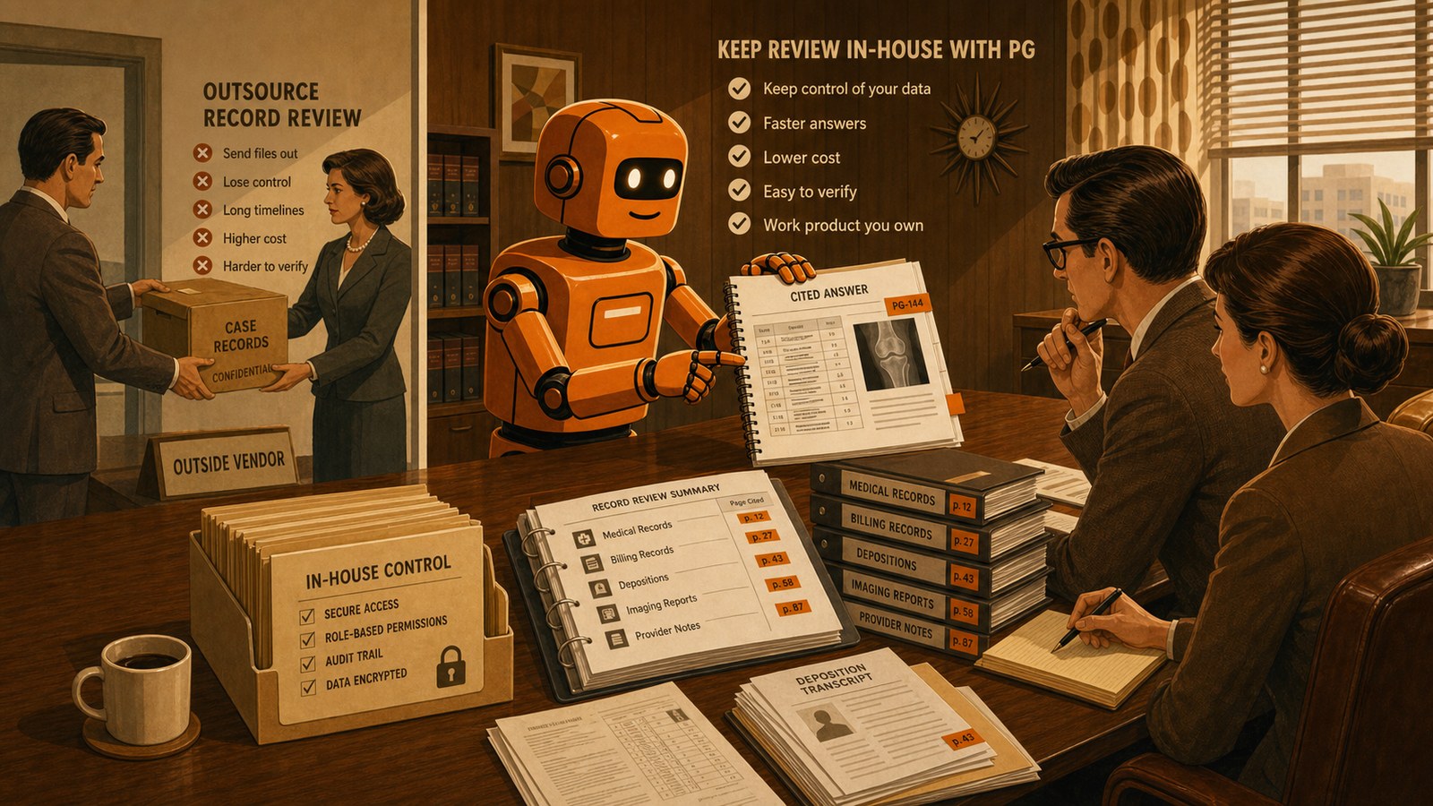 PG robot helping a law firm keep record review in-house with cited work product